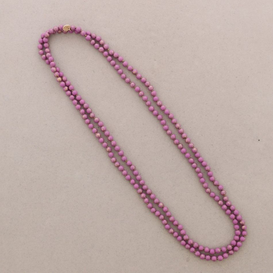 COLLAR LARGO BOLAS HILO DORADO NUDOS 1.2M*8MM