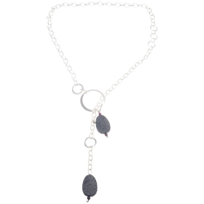 LONG DOUBLE PENDANT NECKLACE WITH SNAKE PRINT BEADS