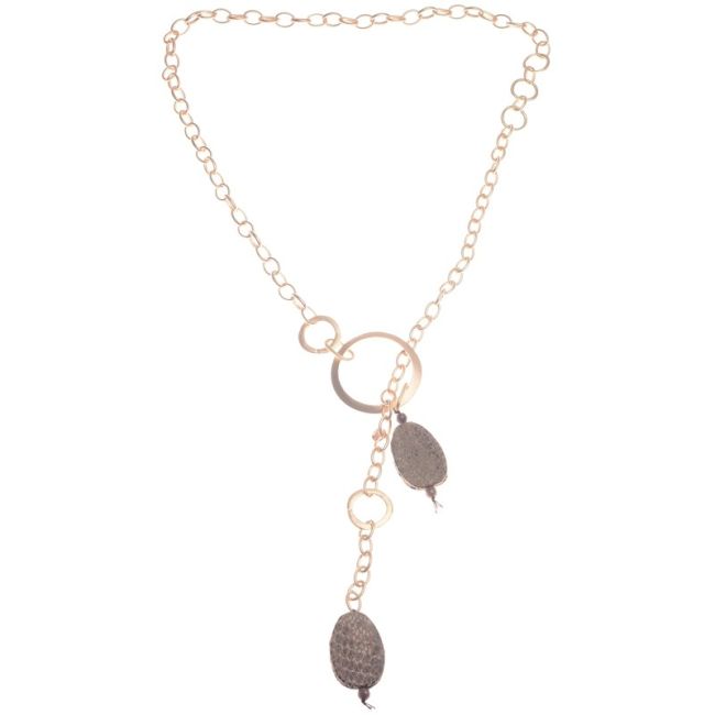 LONG DOUBLE PENDANT NECKLACE WITH SNAKE PRINT BEADS