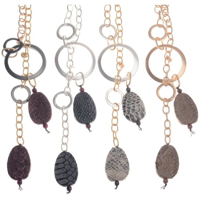 COLLAR LARGO DOBLE COLGANTE CUENTAS ESTAMPADO SERPIENTE