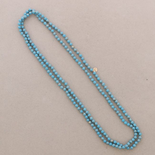 COLLAR LARGO BOLAS HILO DORADO NUDOS 1.2M*8MM