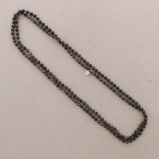 COLLAR LARGO BOLAS HILO DORADO NUDOS 1.2M*8MM