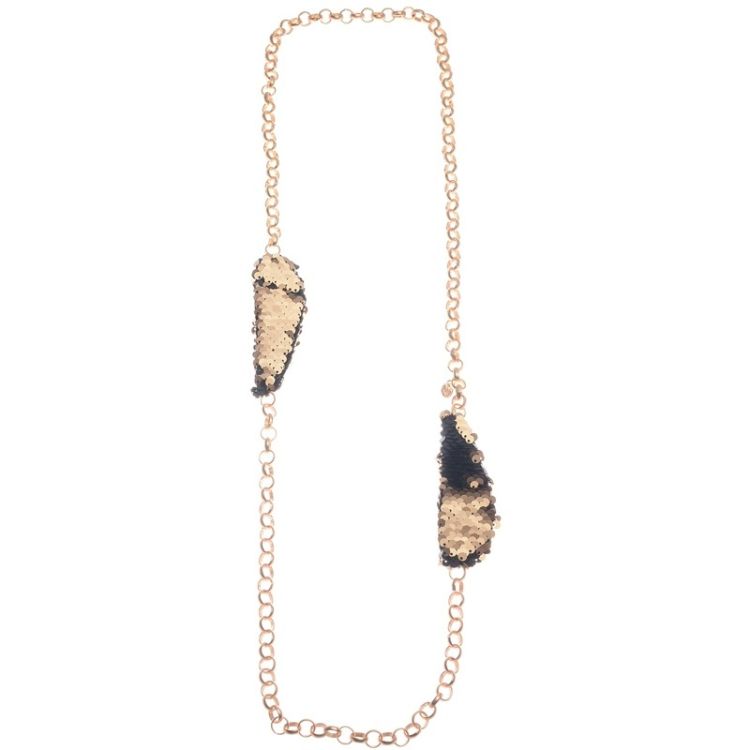 COLLAR LARGO CADENA DOBLE CUENTA LENTEJUELA
