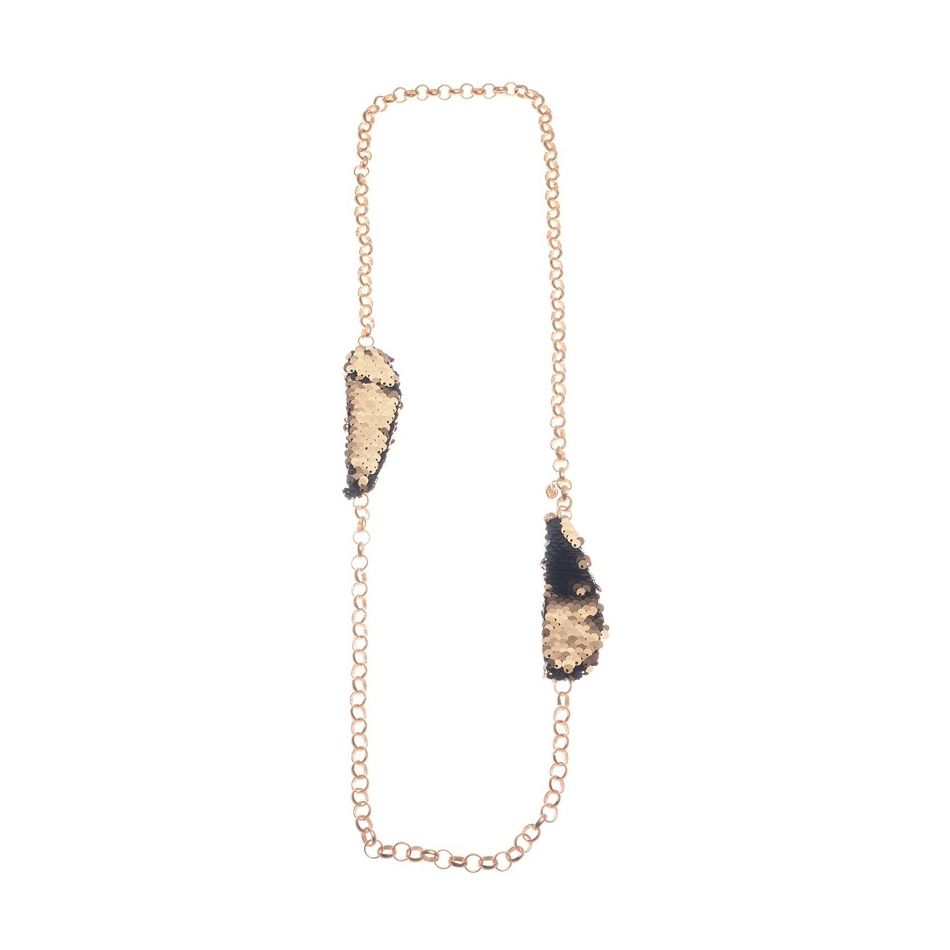COLLAR LARGO CADENA DOBLE CUENTA LENTEJUELA