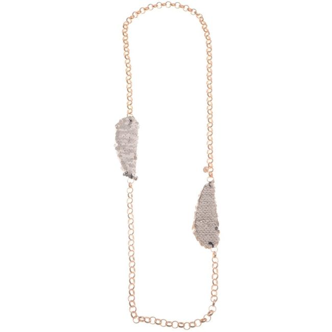 COLLAR LARGO CADENA DOBLE CUENTA LENTEJUELA