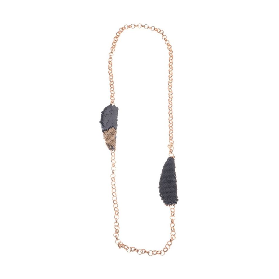 LONG DOUBLE SEQUIN BEADS CHAIN NECKLACE