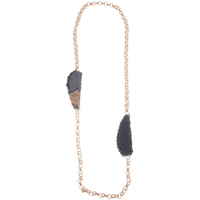 COLLAR LARGO CADENA DOBLE CUENTA LENTEJUELA
