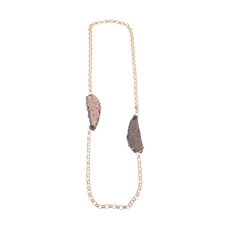LONG DOUBLE SEQUIN BEADS CHAIN NECKLACE