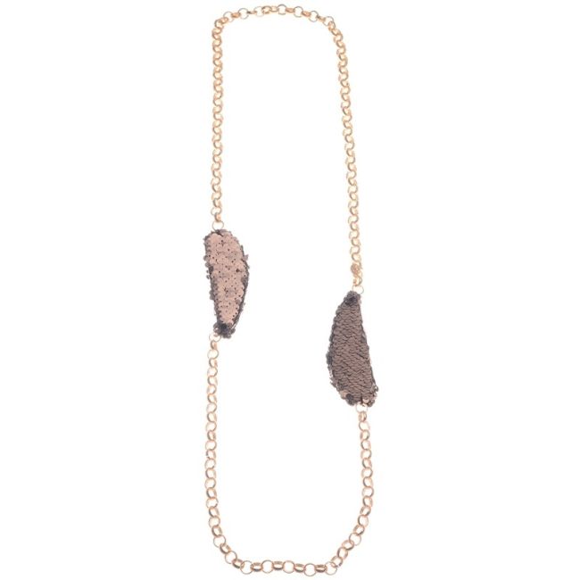 COLLAR LARGO CADENA DOBLE CUENTA LENTEJUELA