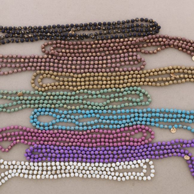 LONG BALLS NECKLACE GOLDEN THREAD KNOTS 1.2M*8MM
