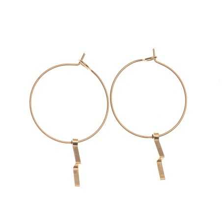 STAINLESS STEEL HOOP EARRINGS HANGING LIGHTNING