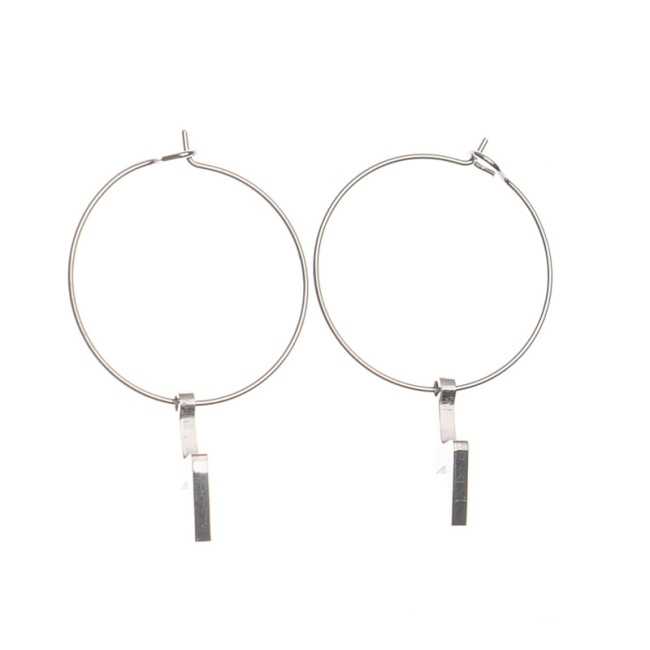 STAINLESS STEEL HOOP EARRINGS HANGING LIGHTNING