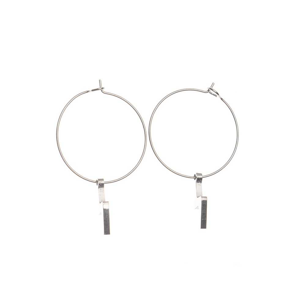 STAINLESS STEEL HOOP EARRINGS HANGING LIGHTNING