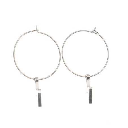 STAINLESS STEEL HOOP EARRINGS HANGING LIGHTNING