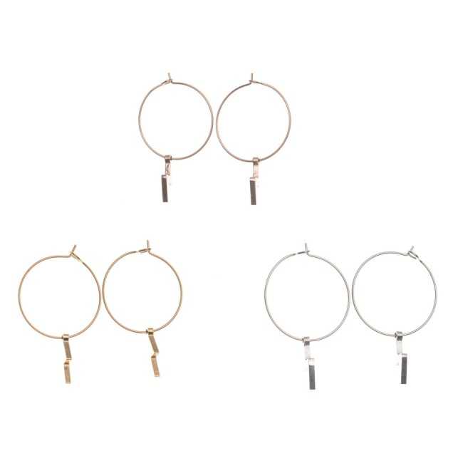 STAINLESS STEEL HOOP EARRINGS HANGING LIGHTNING