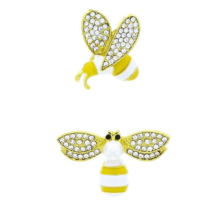 BROCHE SET ABEJITAS METAL ESMALTE