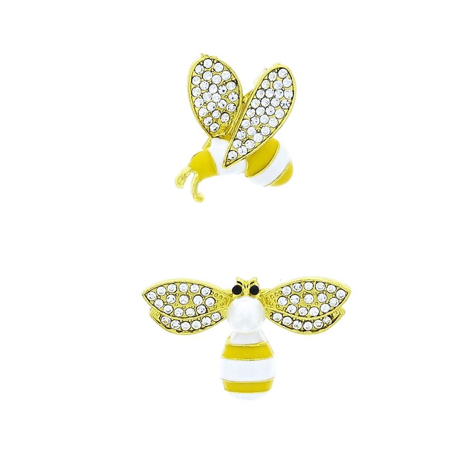 BROOCH SET LITTLE BEES METAL ENAMEL