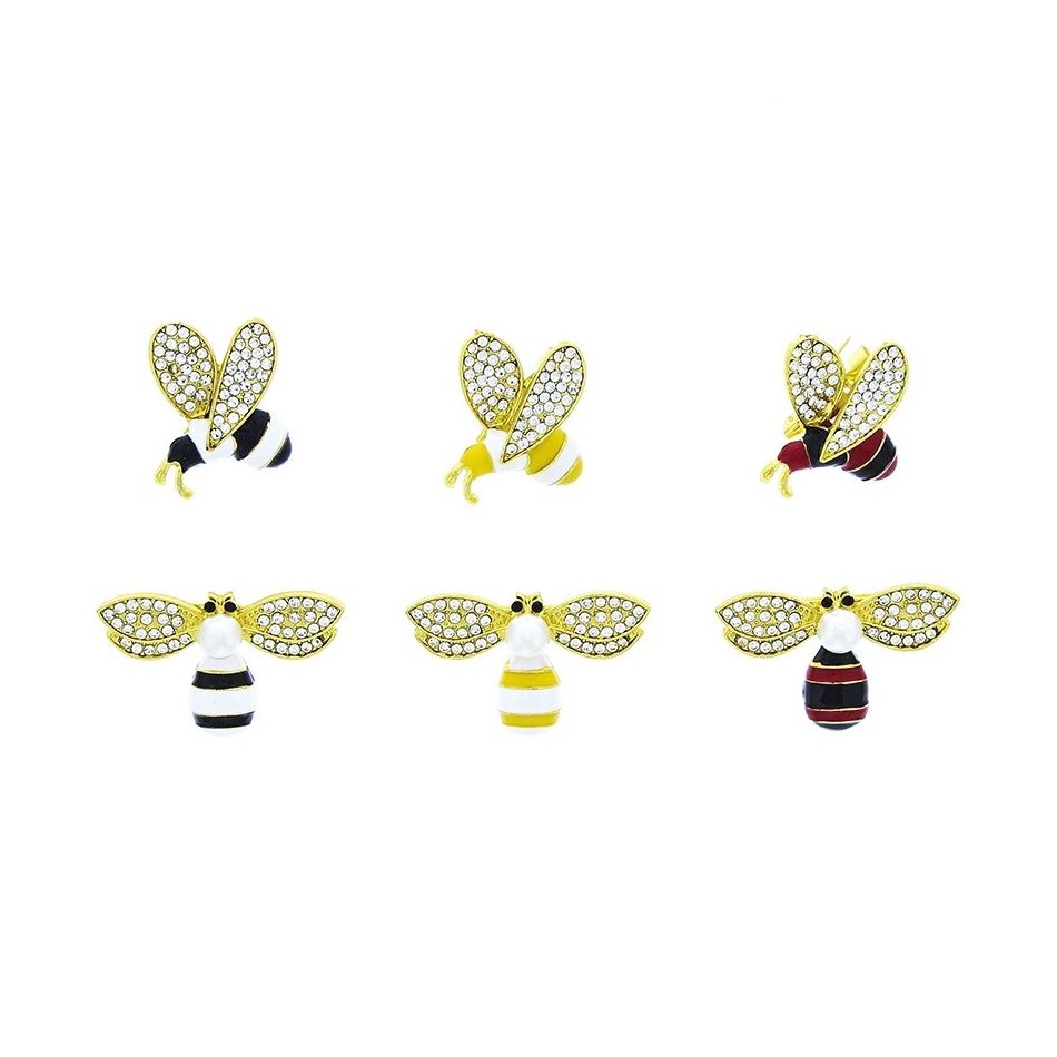 BROCHE SET ABEJITAS METAL ESMALTE