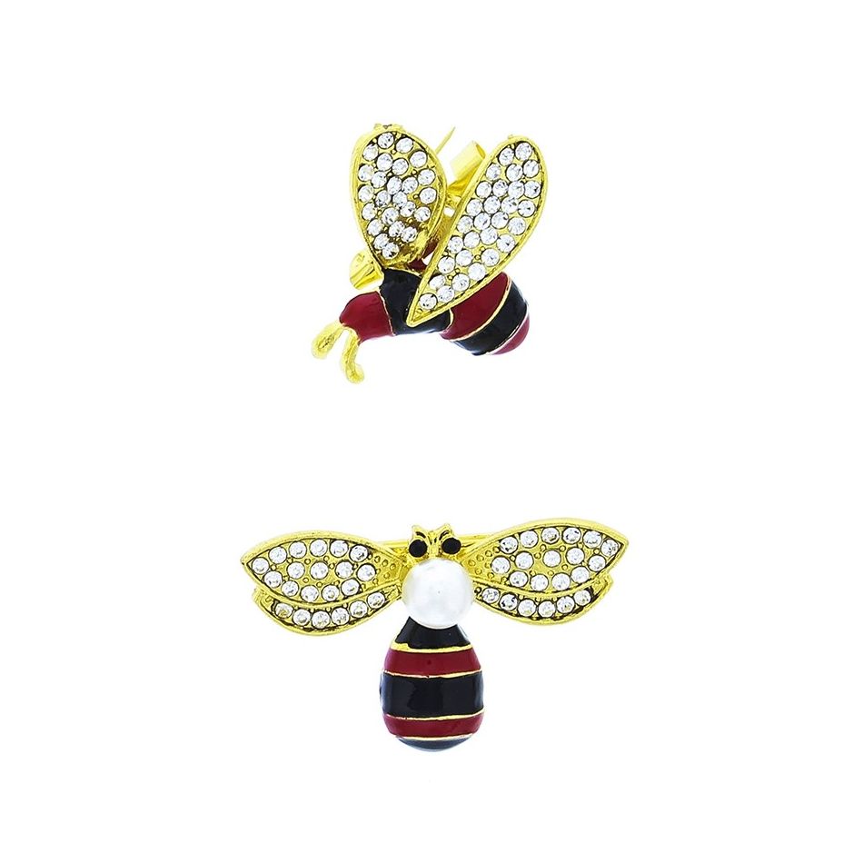 BROCHE SET ABEJITAS METAL ESMALTE