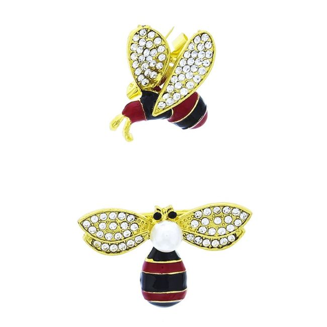 BROCHE SET ABEJITAS METAL ESMALTE