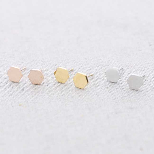 HEXAGONAL MEDAL STAINLESS STEEL EARRINGS