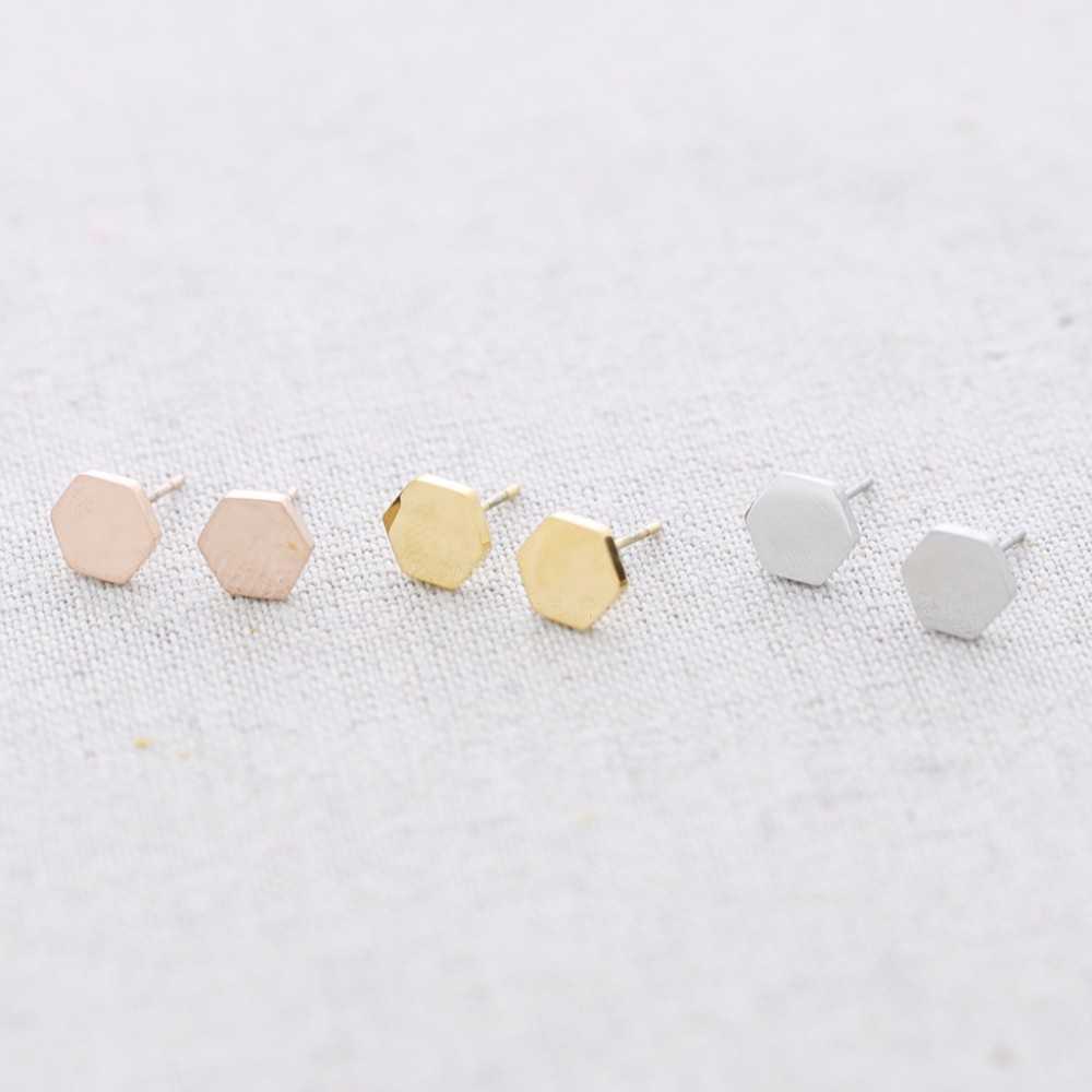 HEXAGONAL MEDAL STAINLESS STEEL EARRINGS