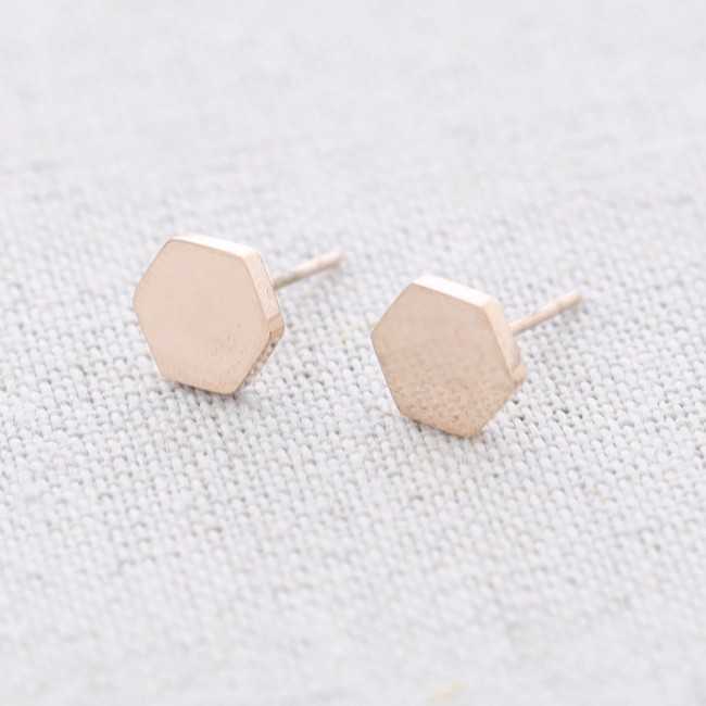 HEXAGONAL MEDAL STAINLESS STEEL EARRINGS