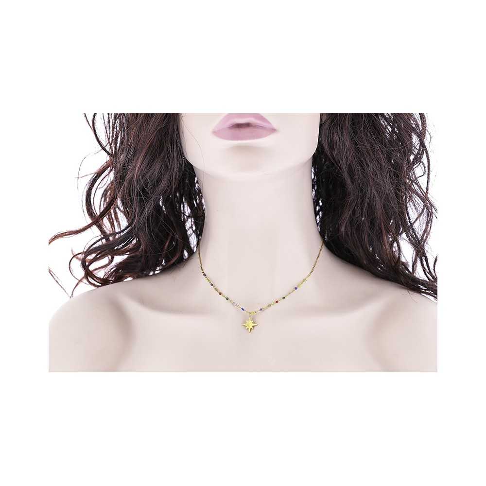 SUN ENAMEL STEEL SHORT NECKLACE