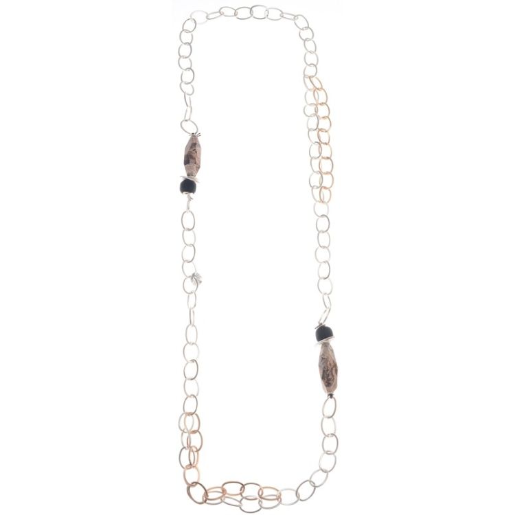 COLLAR LARGO ESLABONES PIEDRAS FACETADAS