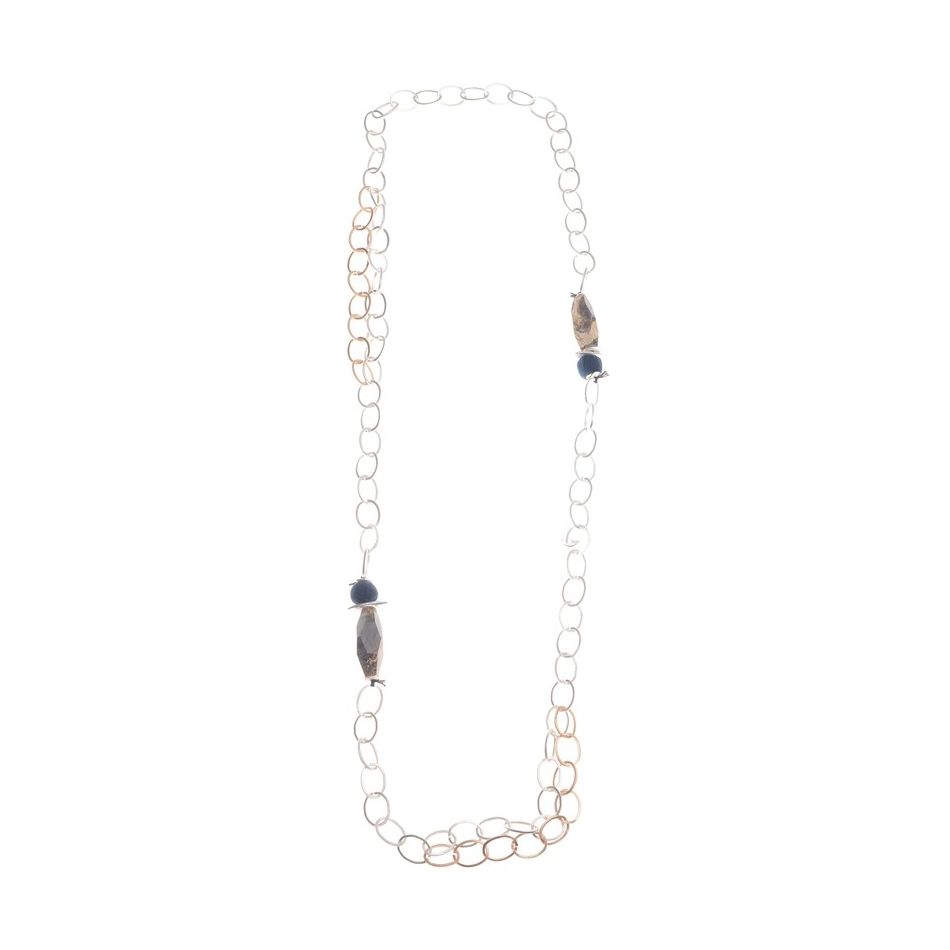 COLLAR LARGO ESLABONES PIEDRAS FACETADAS