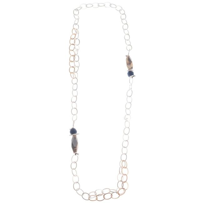 COLLAR LARGO ESLABONES PIEDRAS FACETADAS