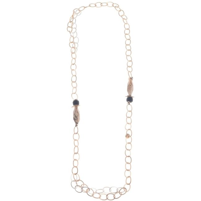 COLLAR LARGO ESLABONES PIEDRAS FACETADAS