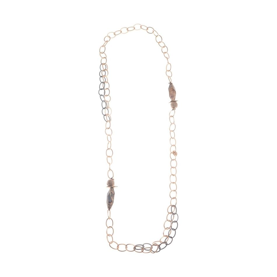 COLLAR LARGO ESLABONES PIEDRAS FACETADAS