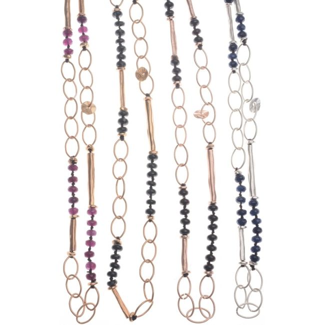 LONG STONE LINK NECKLACE