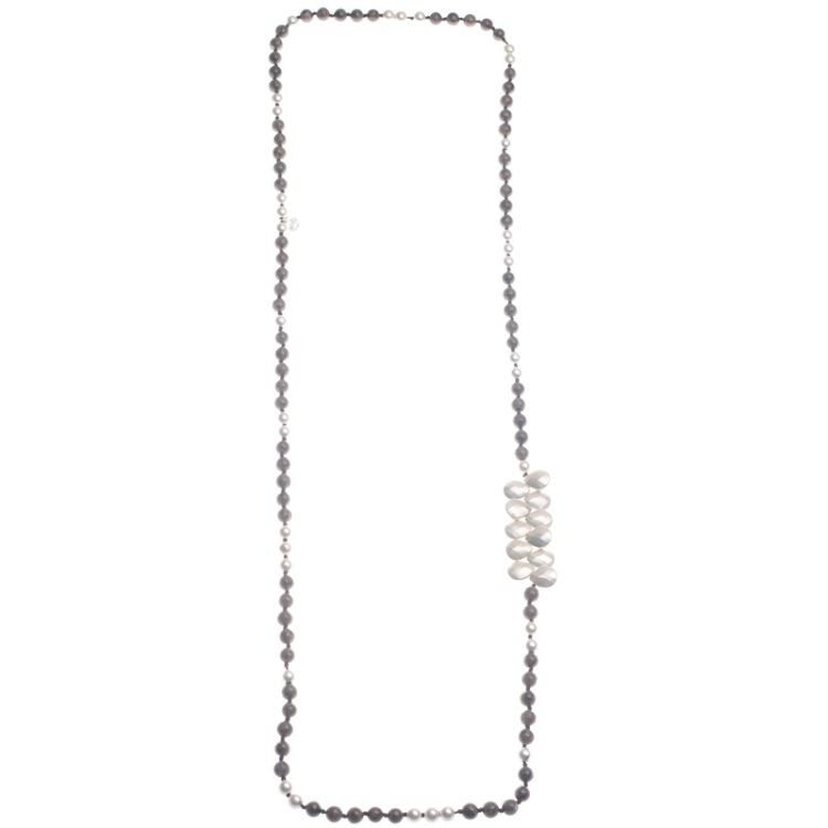 LONG NECKLACE WITH FACETED DROPS STONES