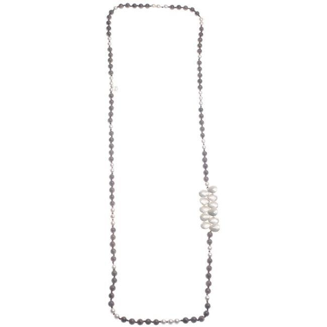 LONG NECKLACE WITH FACETED DROPS STONES