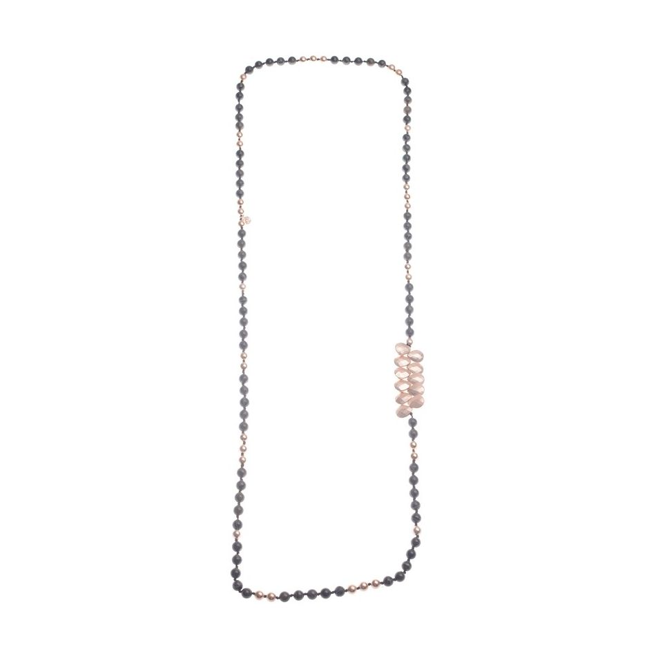 LONG NECKLACE WITH FACETED DROPS STONES