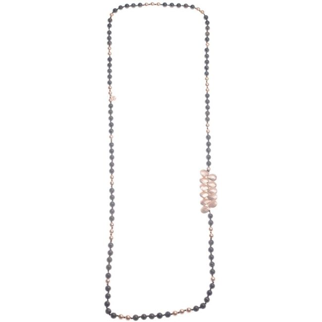 LONG NECKLACE WITH FACETED DROPS STONES