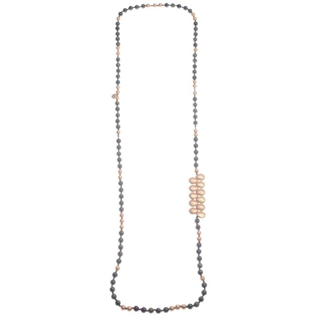 LONG NECKLACE WITH FACETED DROPS STONES