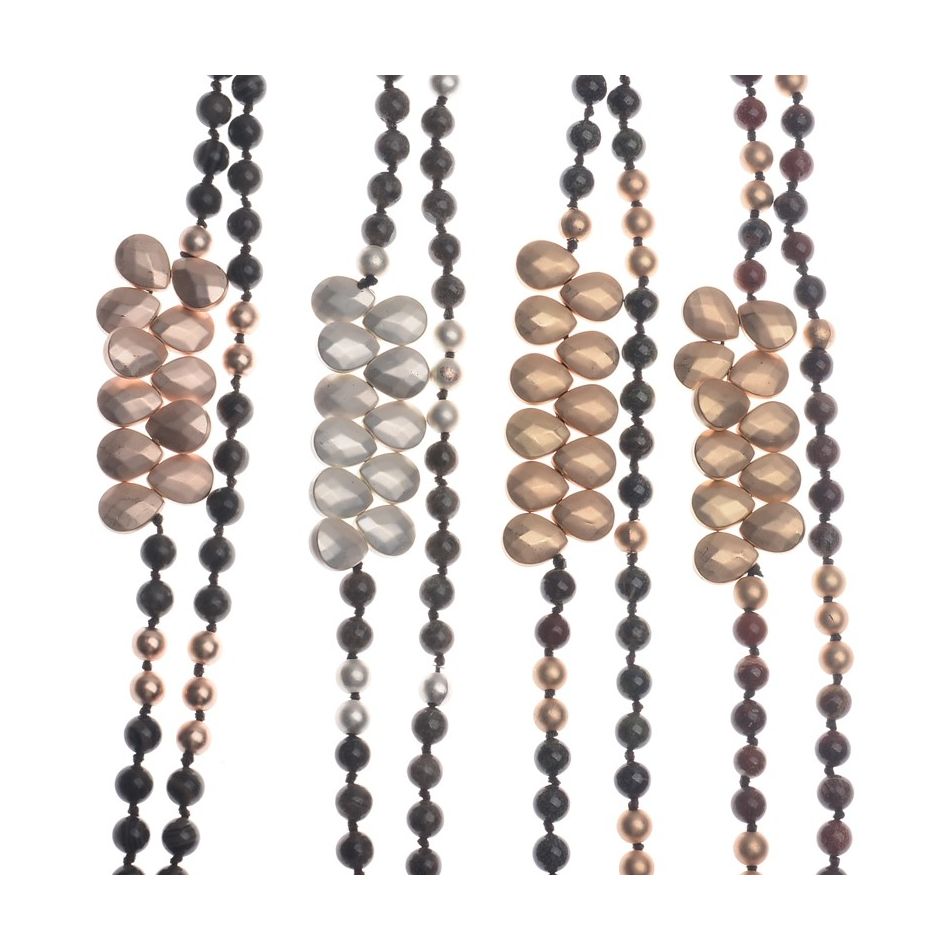 LONG NECKLACE WITH FACETED DROPS STONES