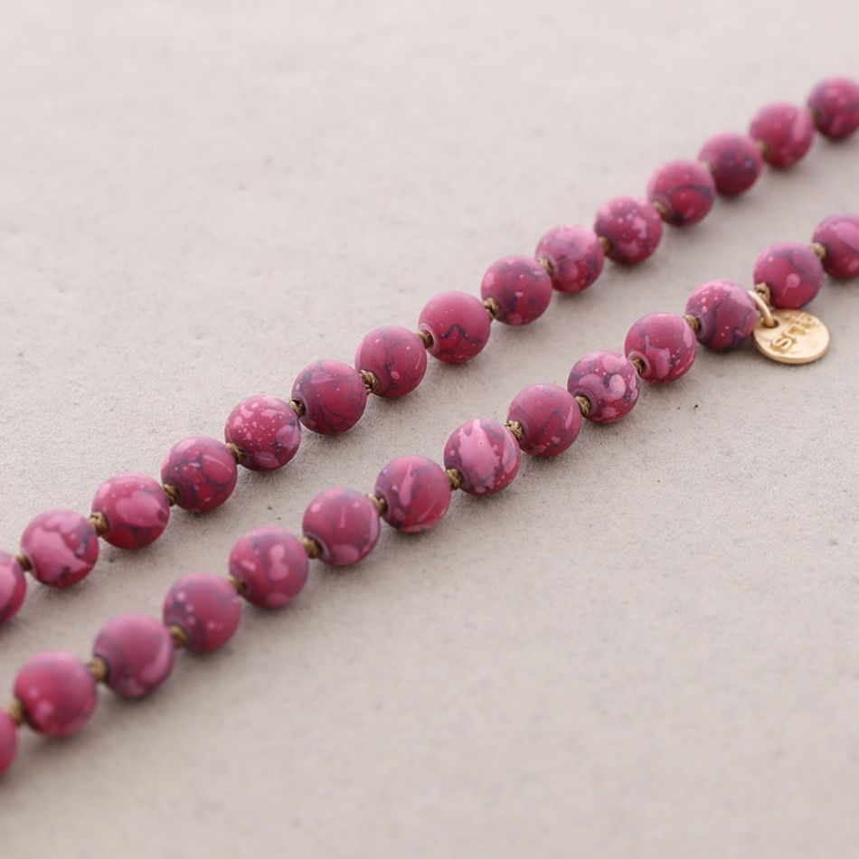 LONG NECKLACE PRINTED BALLS KNOTS 1.2M*8MM
