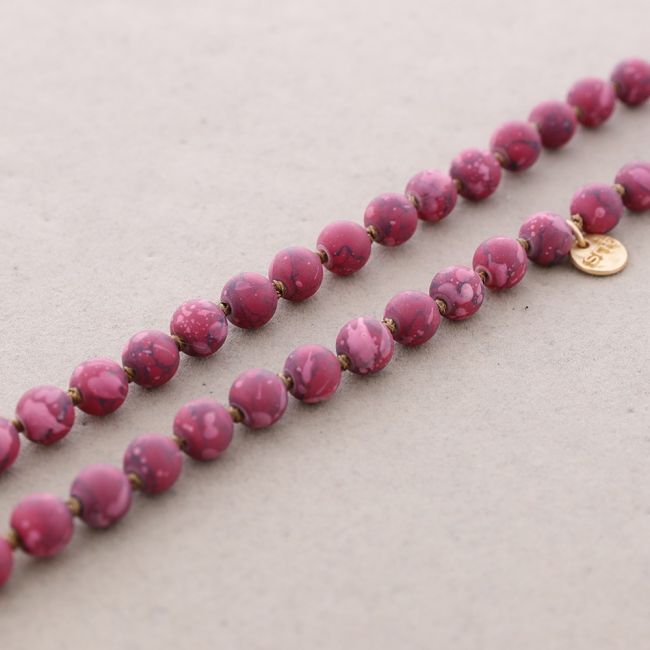 LONG NECKLACE PRINTED BALLS KNOTS 1.2M*8MM