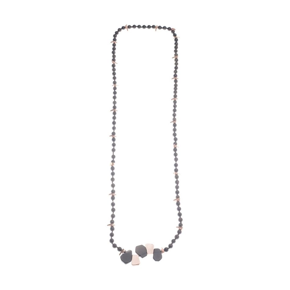 COLLAR LARGO PIEDRAS CUENTAS METAL INTERCALADO