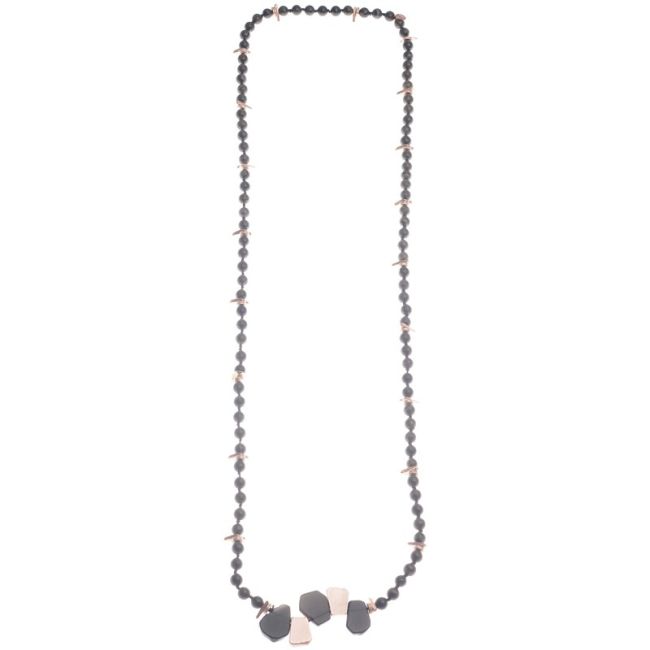 COLLAR LARGO PIEDRAS CUENTAS METAL INTERCALADO