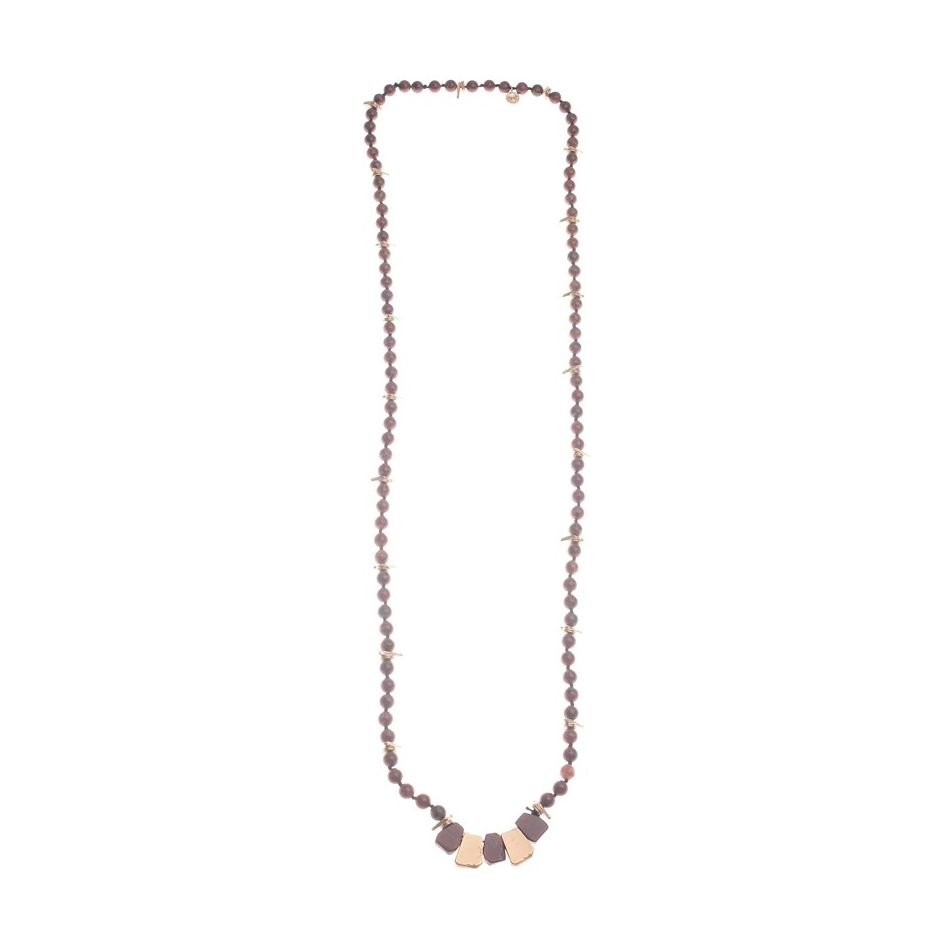 COLLAR LARGO PIEDRAS CUENTAS METAL INTERCALADO