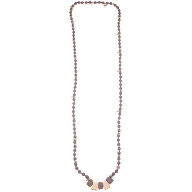 COLLAR LARGO PIEDRAS CUENTAS METAL INTERCALADO