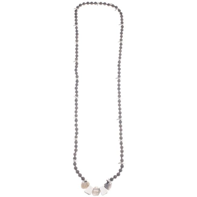 LONG NECKLACE STONES METAL BEADS INTERCUT