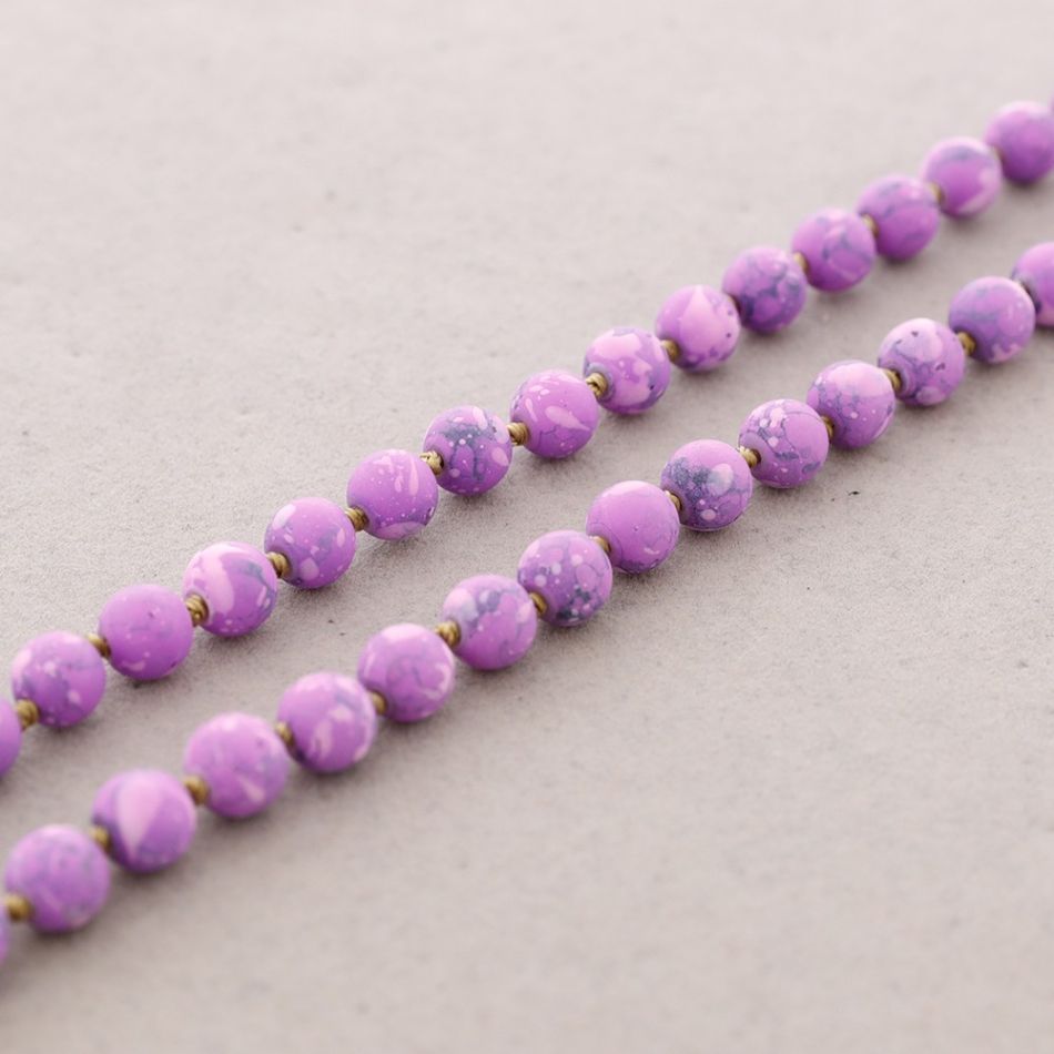 LONG NECKLACE PRINTED BALLS KNOTS 1.2M*8MM