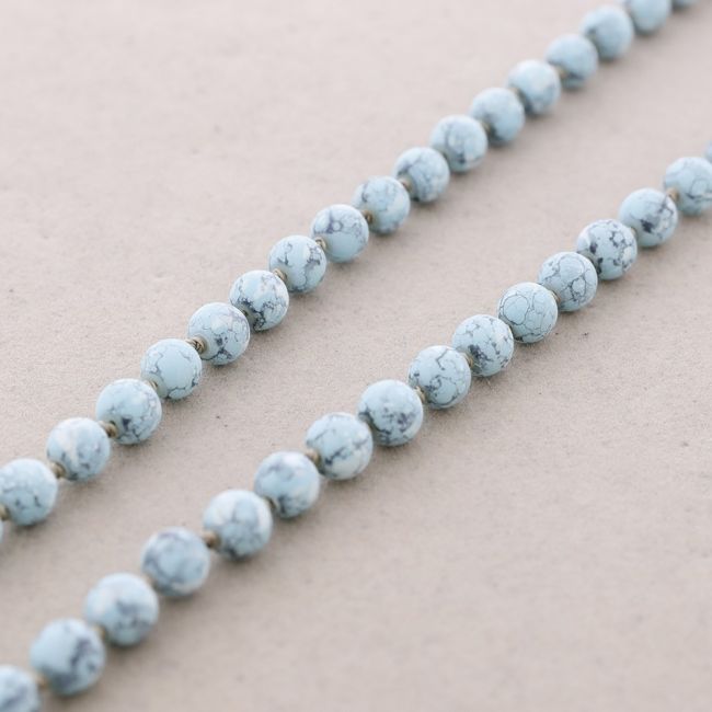 LONG NECKLACE PRINTED BALLS KNOTS 1.2M*8MM