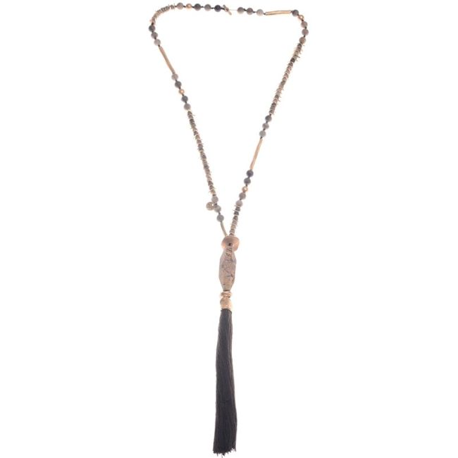 COLLAR LARGO COLGANTE FLECO PIEDRAS